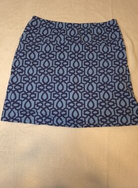 IBKUL Navy and Light Blue Geometric Skort